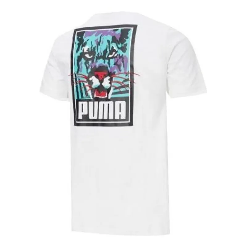 Puma Casual Graphic T-Shirt 'White Black Blue' 596631-02 sold by KicksCrew