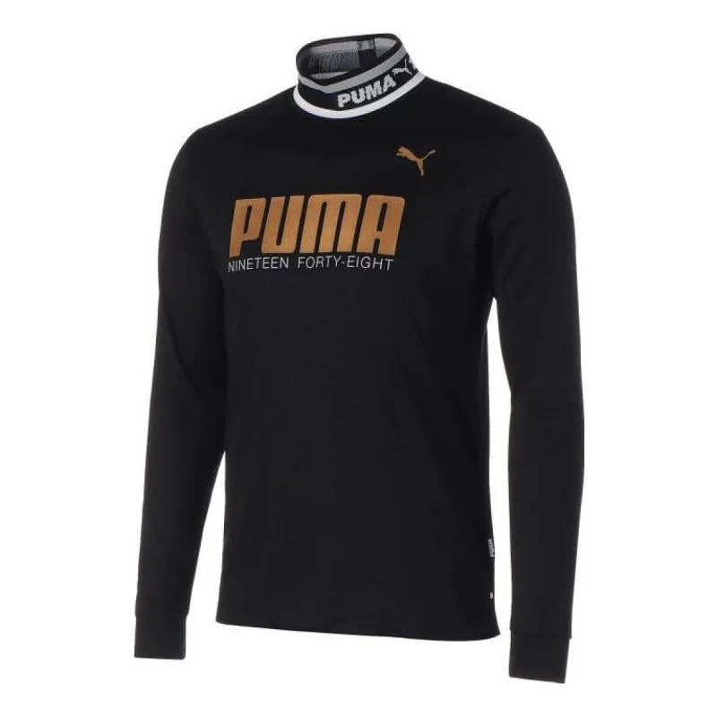Puma Golf Rib Collar Mock Neck Long Sleeve T-Shirt 'Black' 539365-01 made by Puma