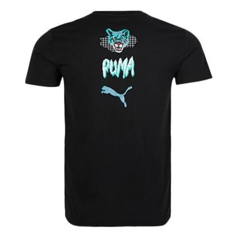 Puma Graphic T-Shirt 'Black Blue White' 596037-51 sold by KicksCrew