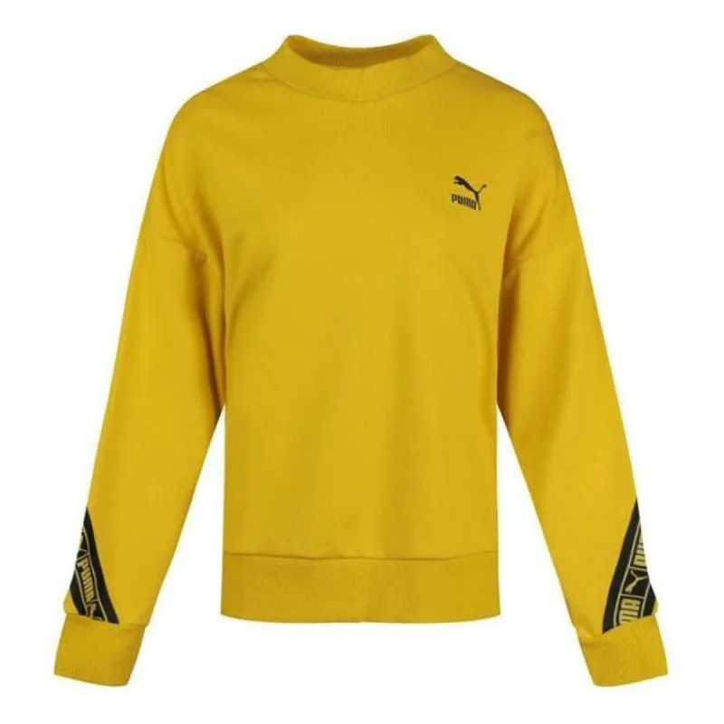 (WMNS) Puma Classic Tape Sweater 'Yellow Black' 596019-20 sold by KicksCrew