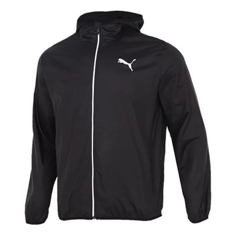 Puma Essentials Solid Windbreaker Jacket 'Black White' 588786-01 sold by KicksCrew