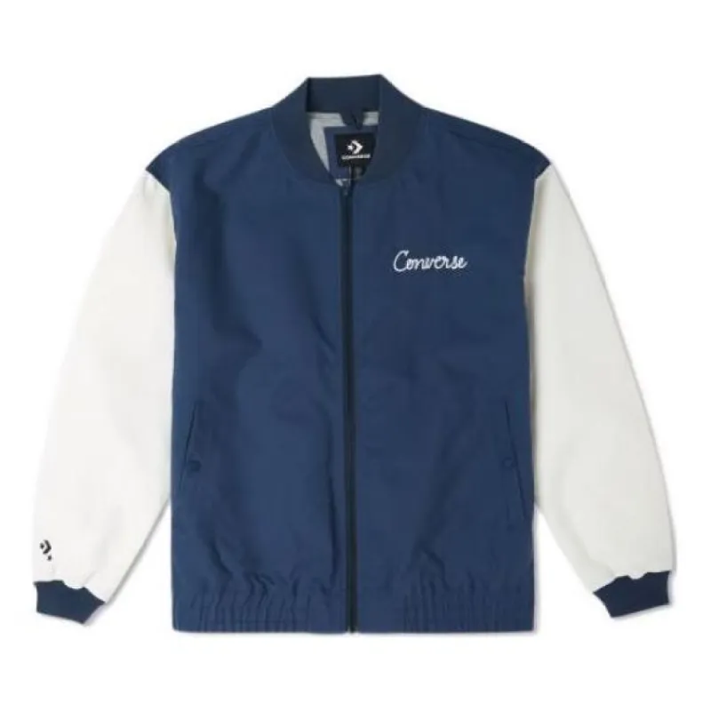 Converse Chain Stitch Woven Jacket 'Blue White' 10025514-A02 sold by KicksCrew