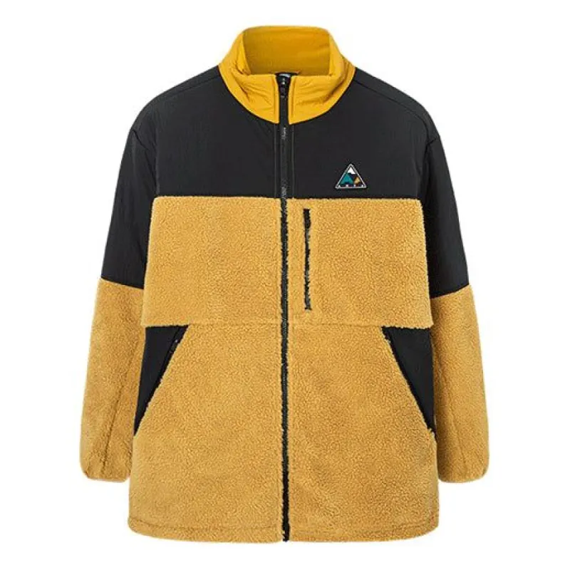 Men's ANTA Outdoor Series lamb's wool Colorblock Knit Stay Warm Stand Collar logo Jacket Yellow 152146705-2 sold by KicksCrew