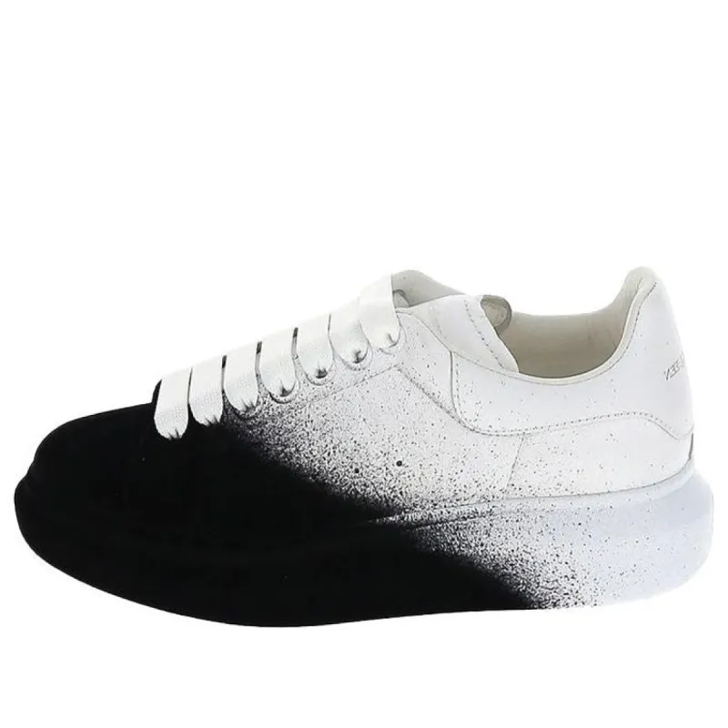 Alexander McQueen Oversized Sneaker 'White Black Velvet Spray' 586388WHWM19034 sold by KicksCrew