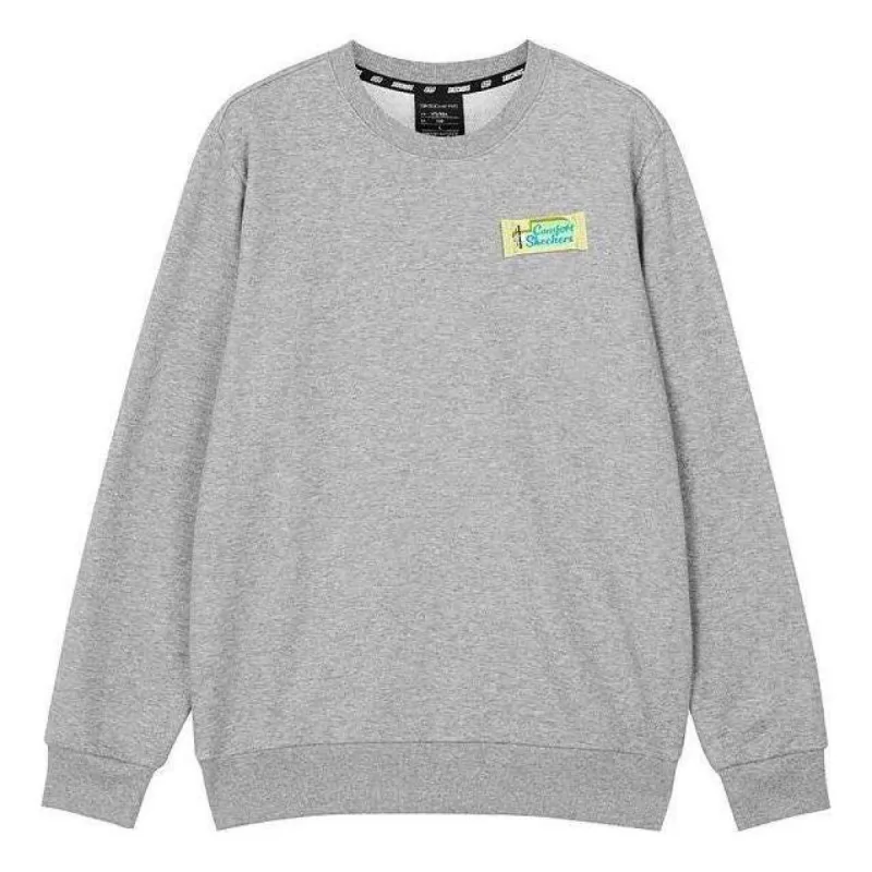 Skechers Logo Printed Crew Sweatshirt 'Grey White Black Blue' L422U242 sold by KicksCrew