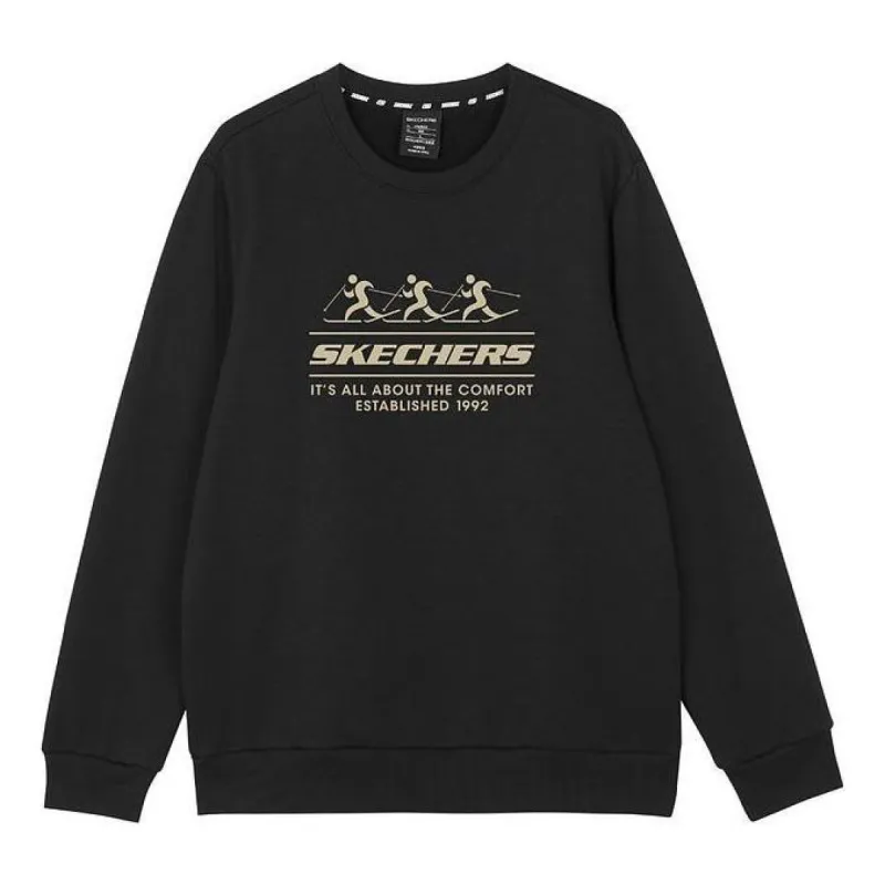 Skechers Logo Printed Crew Sweater 'Black Grey White Purple' L422U233 sold by KicksCrew