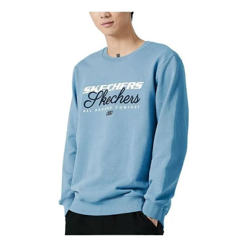 Skechers Letter Printed Crew Sweater 'Teal' L422M037 sold by KicksCrew