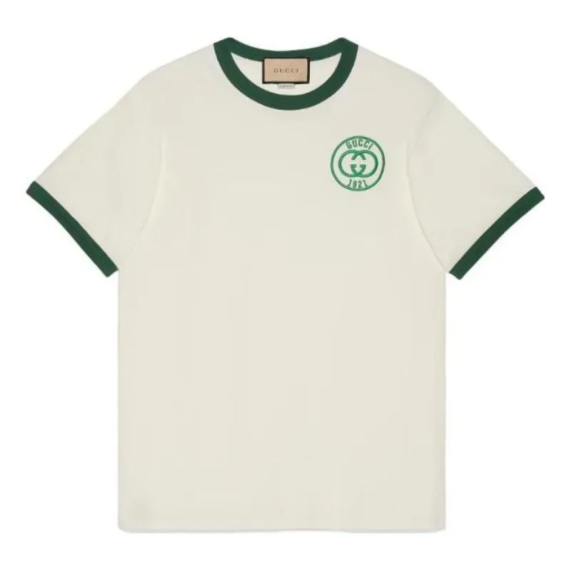 Gucci Cotton Jersey T-Shirt With Gucci Embroidery 'Off White' 727694-XJFV8-9088 sold by KicksCrew