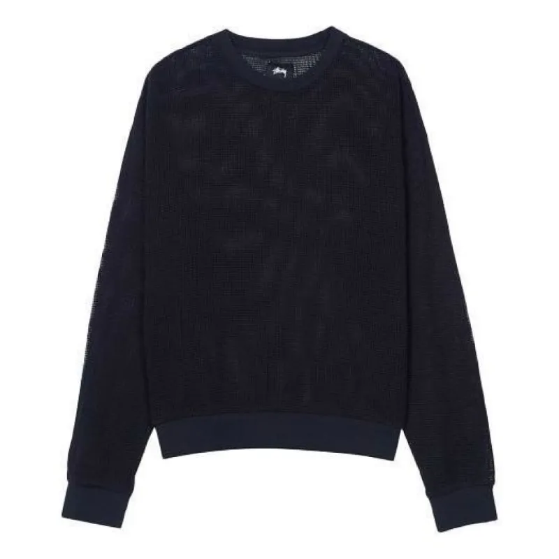 Stussy Pig. Dyed Cotton Mesh Crew 'Black' 1140210 sold by KicksCrew