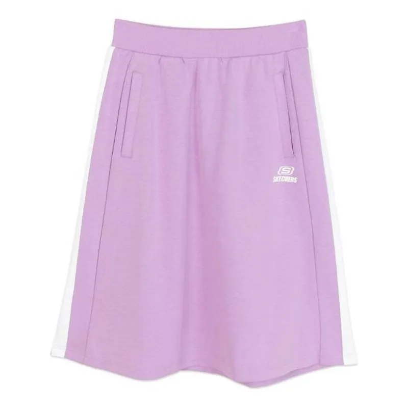 (WMNS) Skechers Contrast Patchwork Logo Printed Waist Skirt 'Purple' L420W145 sold by KicksCrew