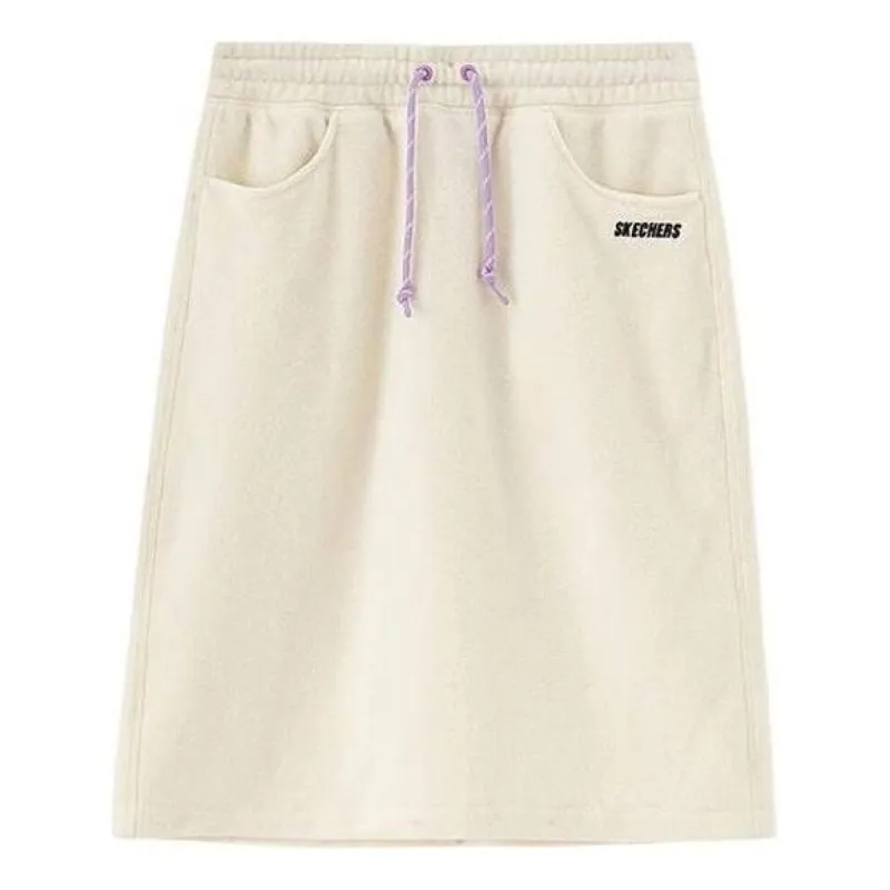 (WMNS) Skechers Lifestyle Series Drawstring Loose Knitted Casual Skirt 'White' L420W098 sold by KicksCrew