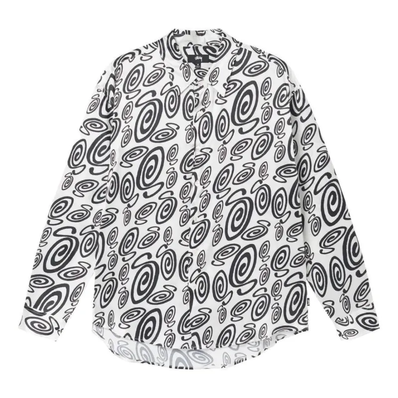 Stussy Swirly S Silk Shirt 'White' 1110242 sold by KicksCrew