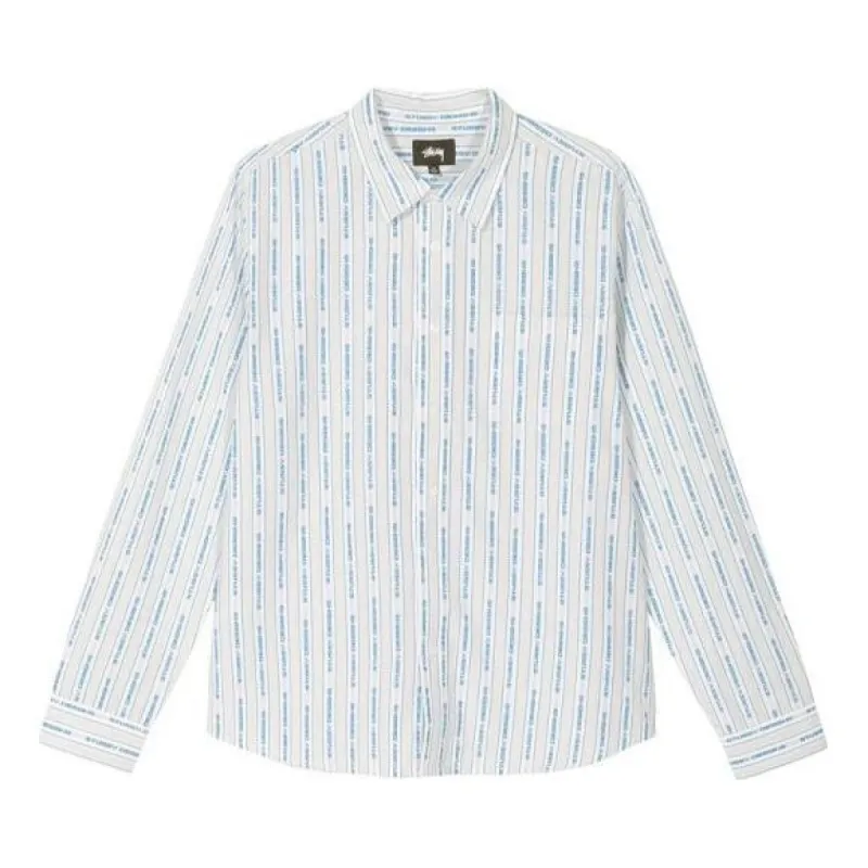 Stussy Jacquard Logo Stripe Shirt 'White' 1110101 sold by KicksCrew