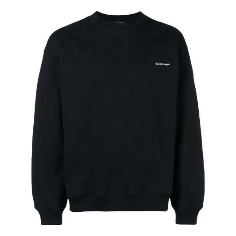 Balenciaga Small Contrast Logo Print Crewneck Sweatshirt 'Black White' 556147TYK271000 made by Balenciaga