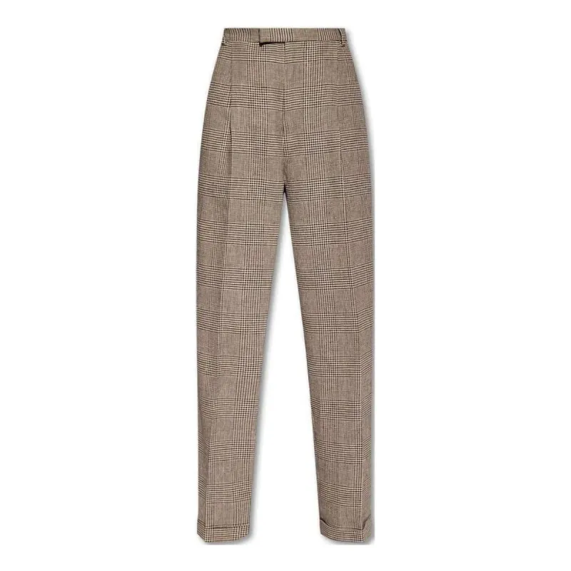(WMNS) Gucci Checked Linen Cropped Trousers 'Brown' 703095-ZAA5R-2185 sold by KicksCrew