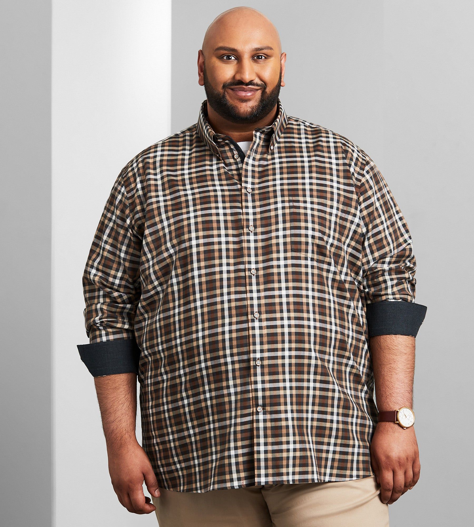Easy Care Plaid Long Sleeve Sport Shirt sold by George Richards product image thumbnail 3