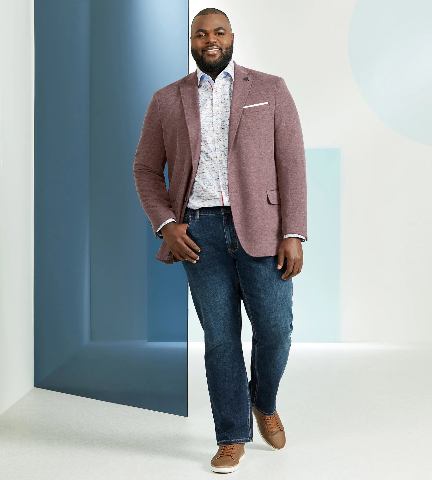 Modern Fit Solid Knit Sport Jacket sold by George Richards product image thumbnail 4