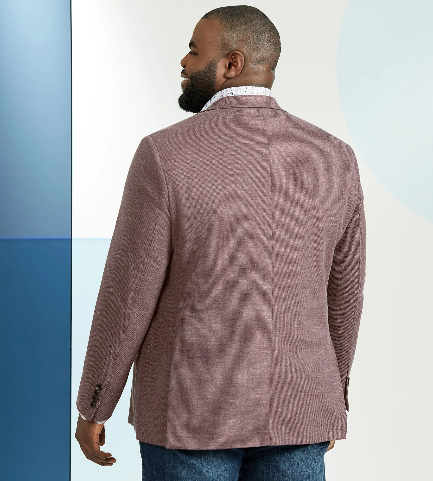 Modern Fit Solid Knit Sport Jacket sold by George Richards product image thumbnail 3