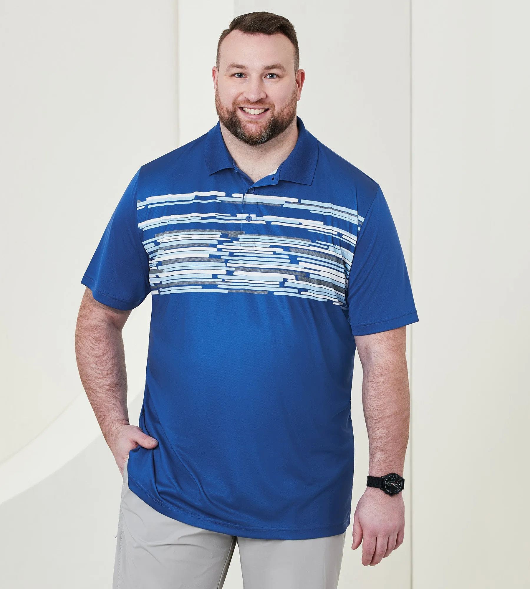 Active Striped Pixelated Polo sold by George Richards