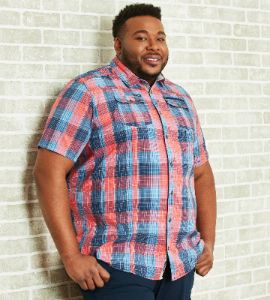 Plaid Short Sleeve Sport Shirt sold by George Richards