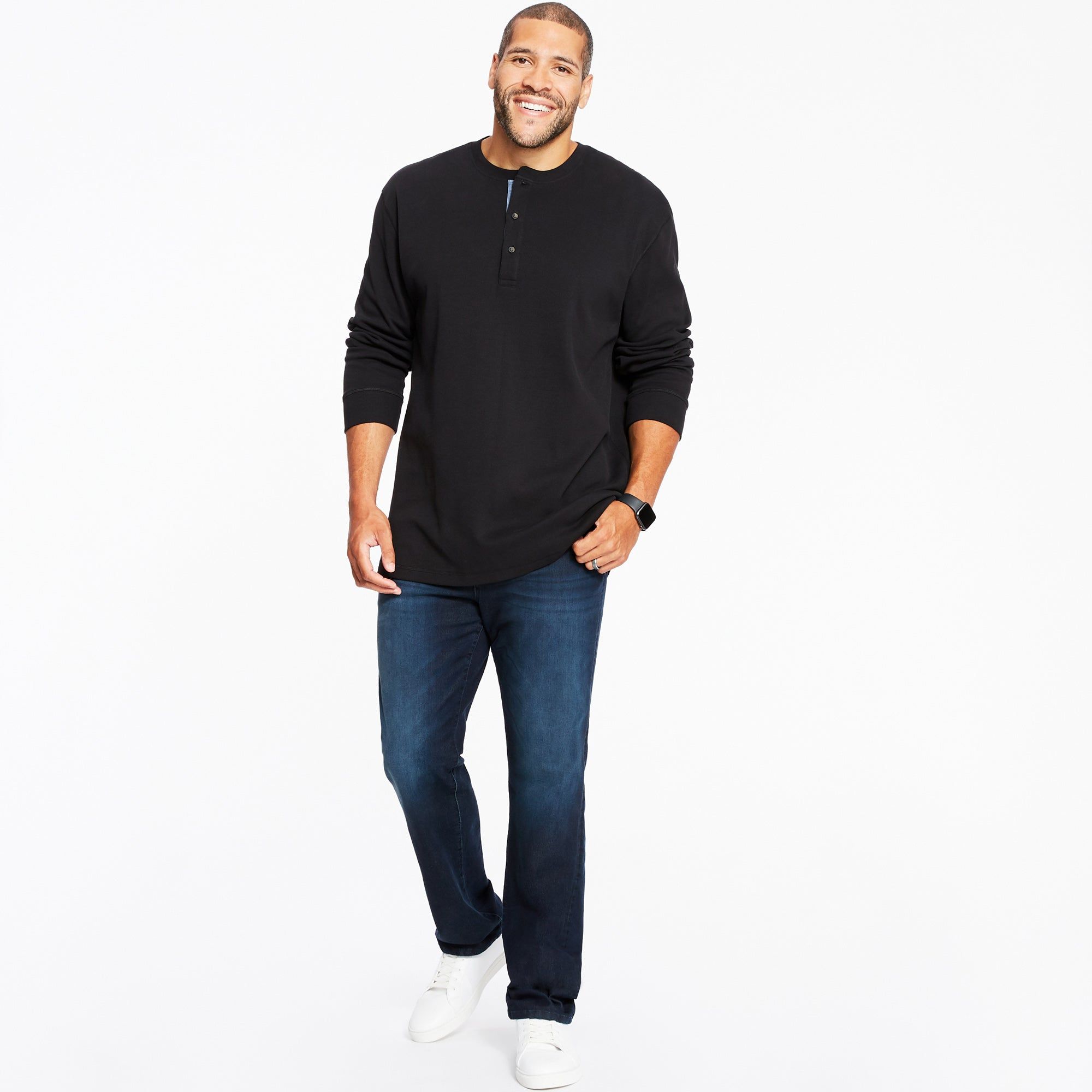 Long Sleeve Waffle Henley sold by George Richards product image thumbnail 5