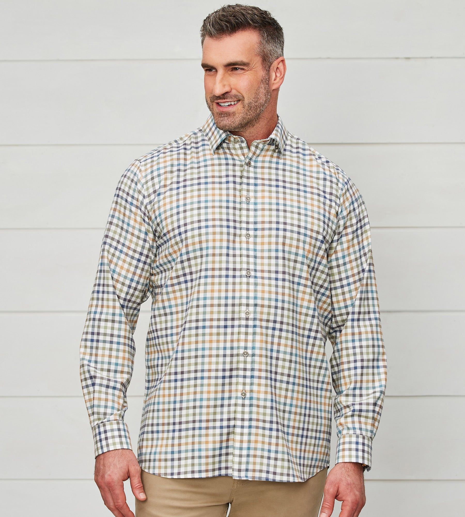 Non-Iron Check Long Sleeve Sport Shirt sold by George Richards