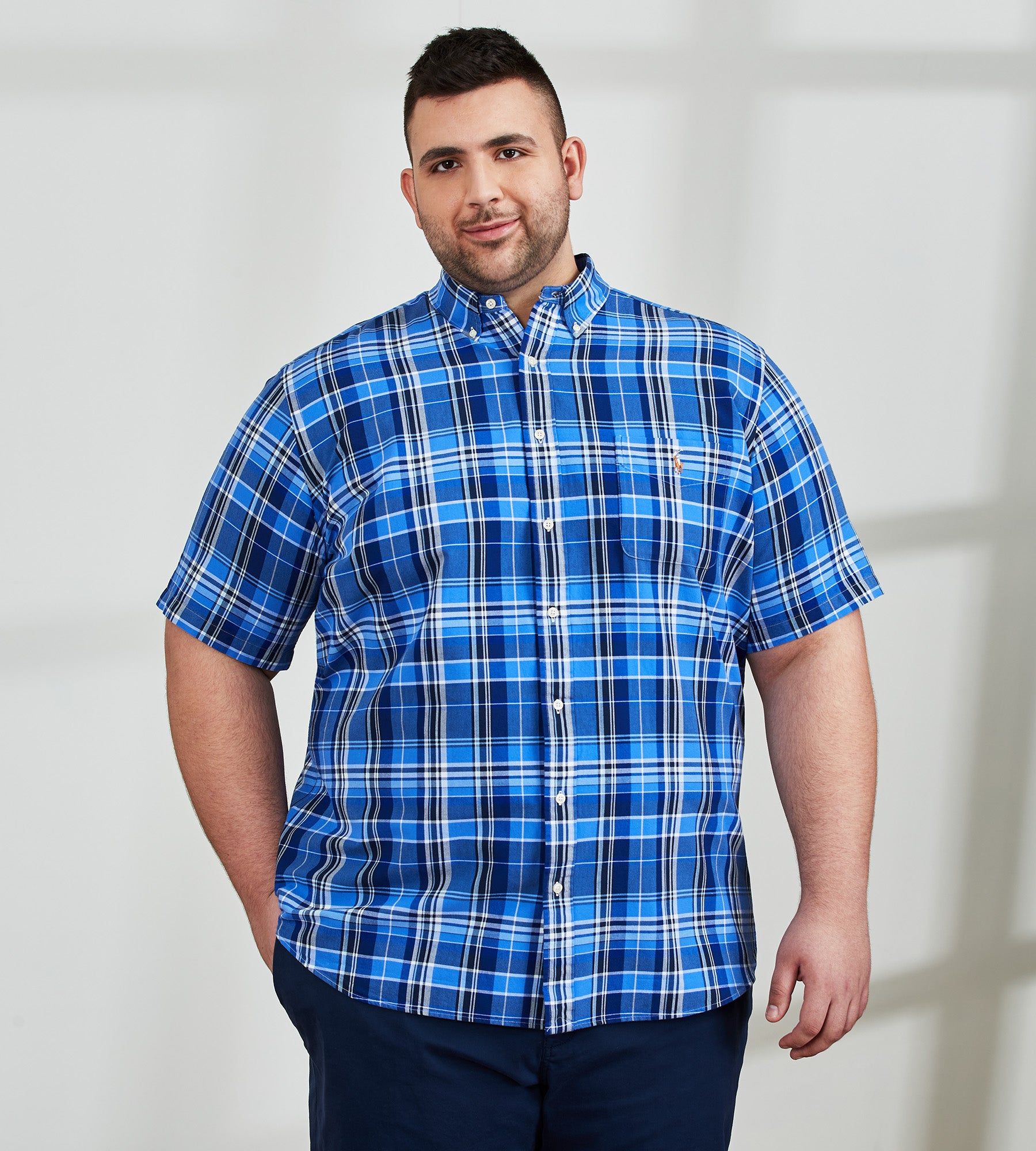 Plaid Oxford Short Sleeve Sport Shirt sold by George Richards