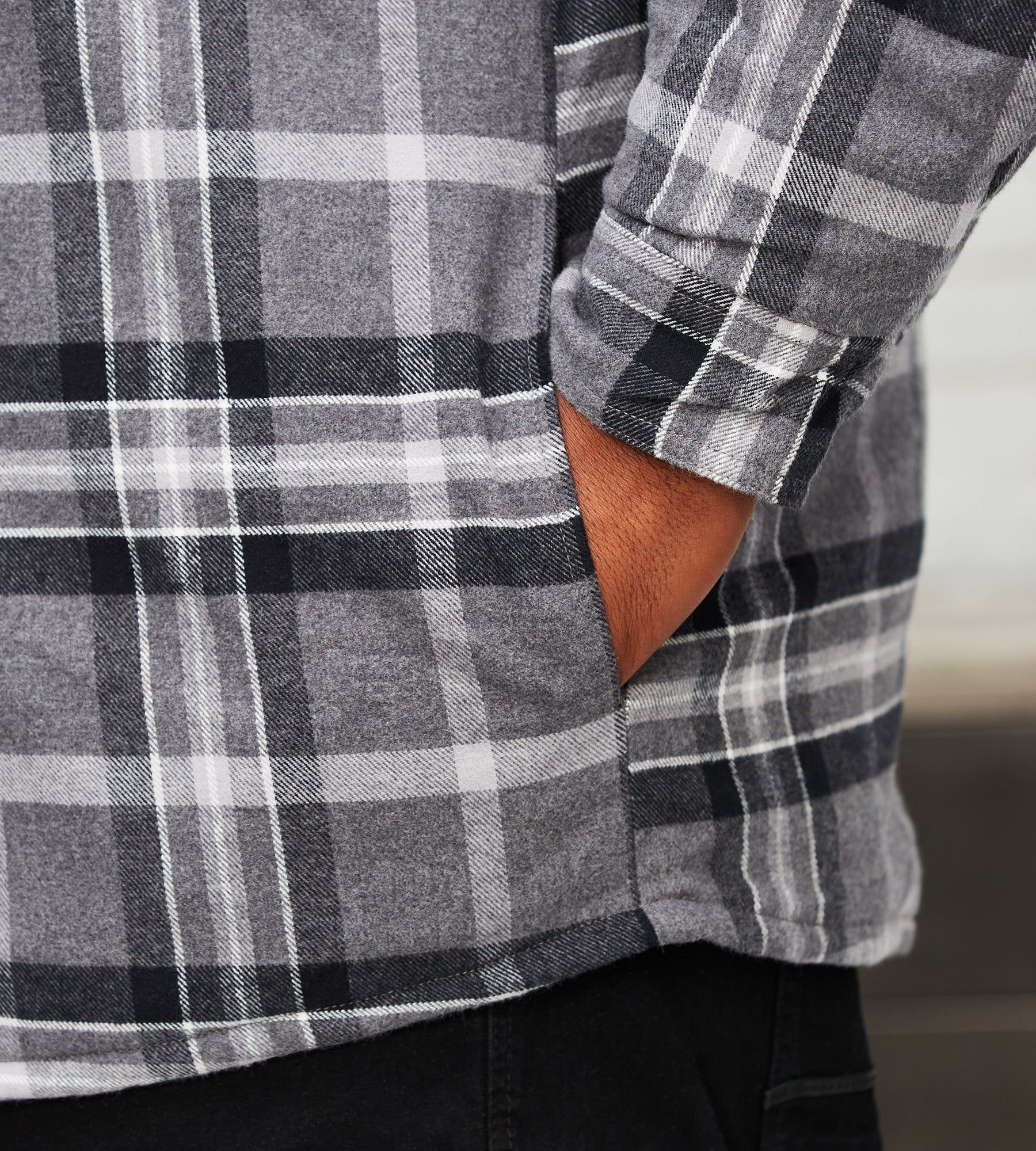 Quilted Lined Plaid Shacket sold by George Richards product image thumbnail 3