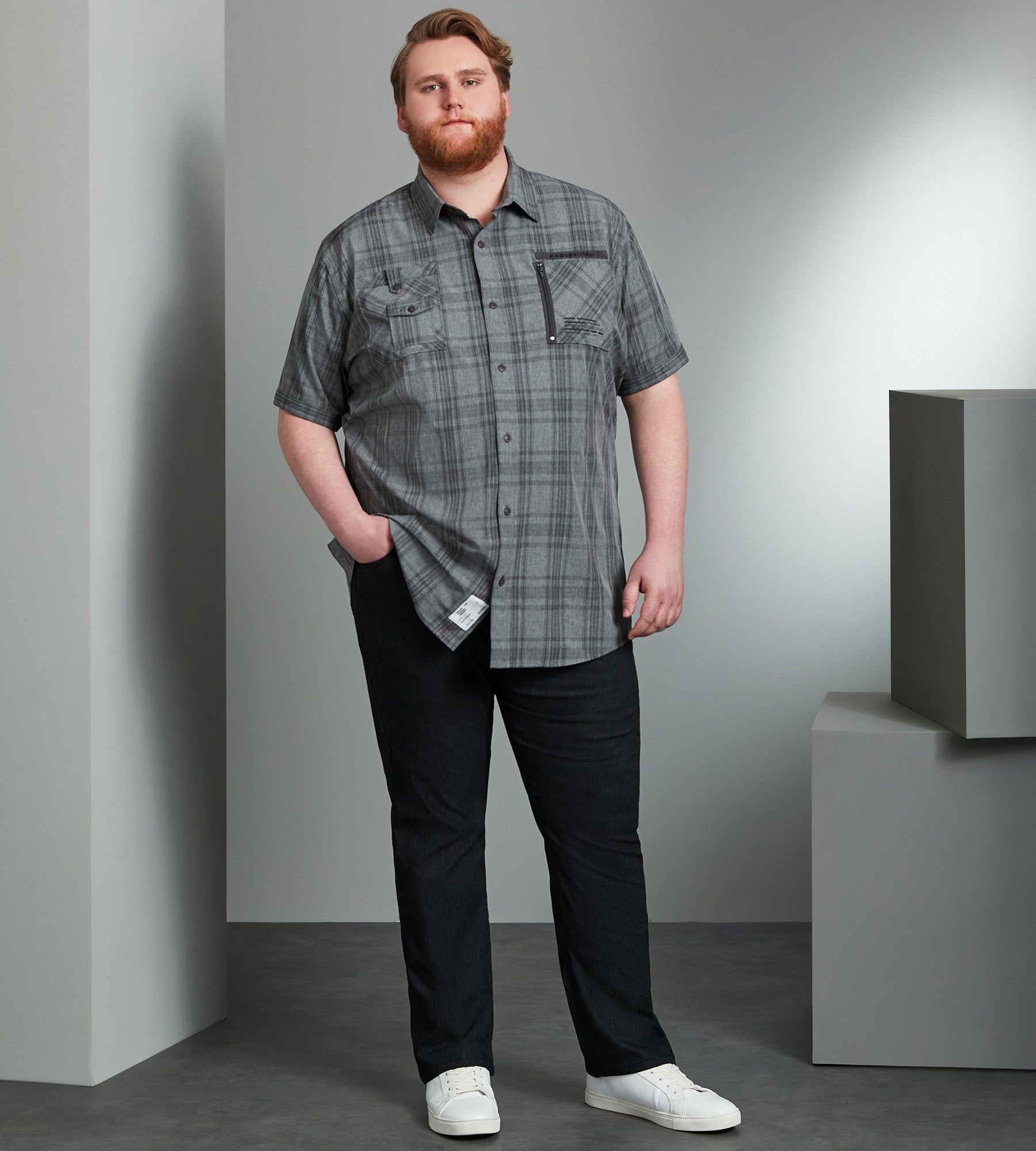 4-Way Stretch Plaid Short Sleeve Sport Shirt sold by George Richards product image thumbnail 3