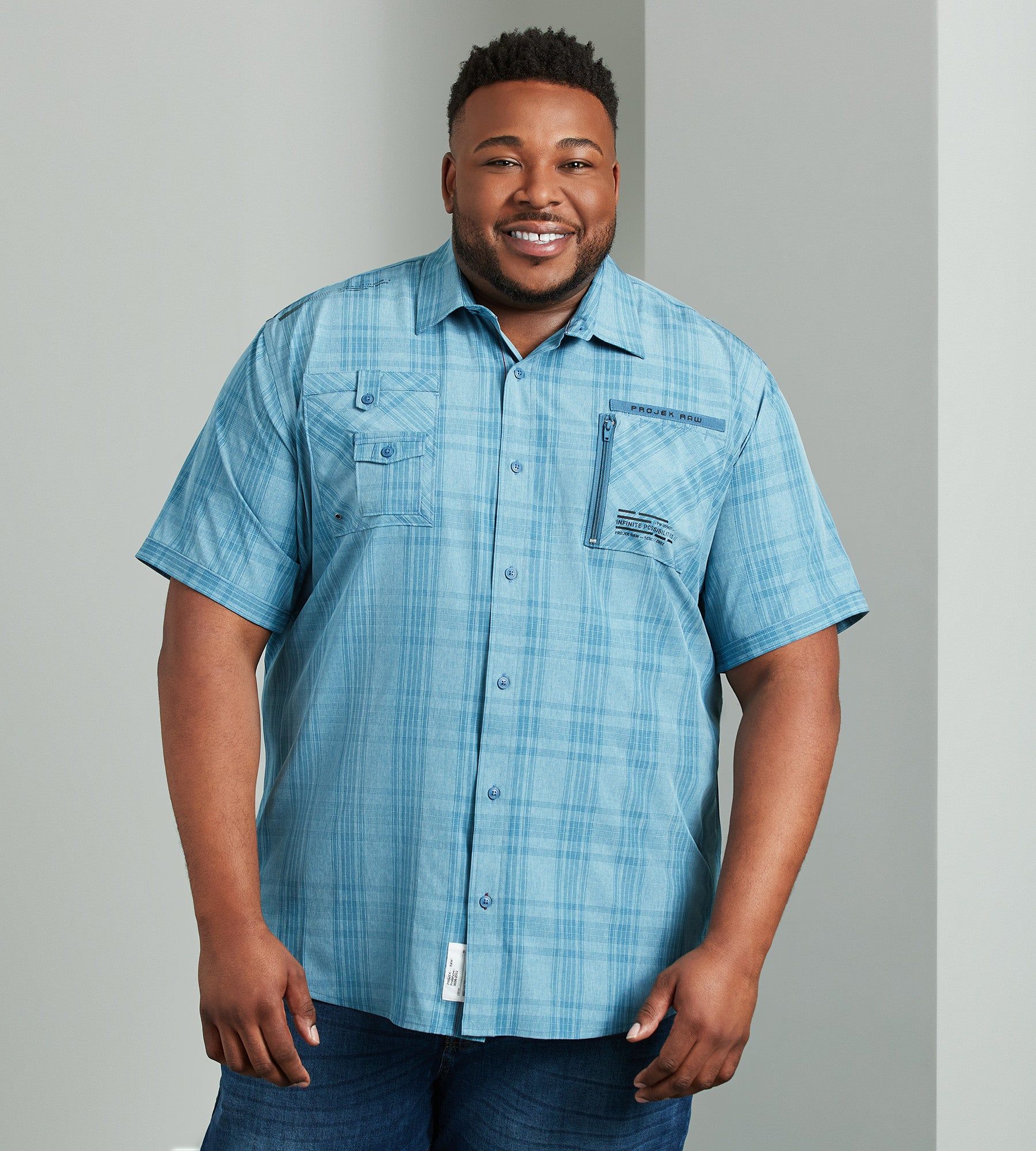 4-Way Stretch Plaid Short Sleeve Sport Shirt sold by George Richards product image thumbnail 4