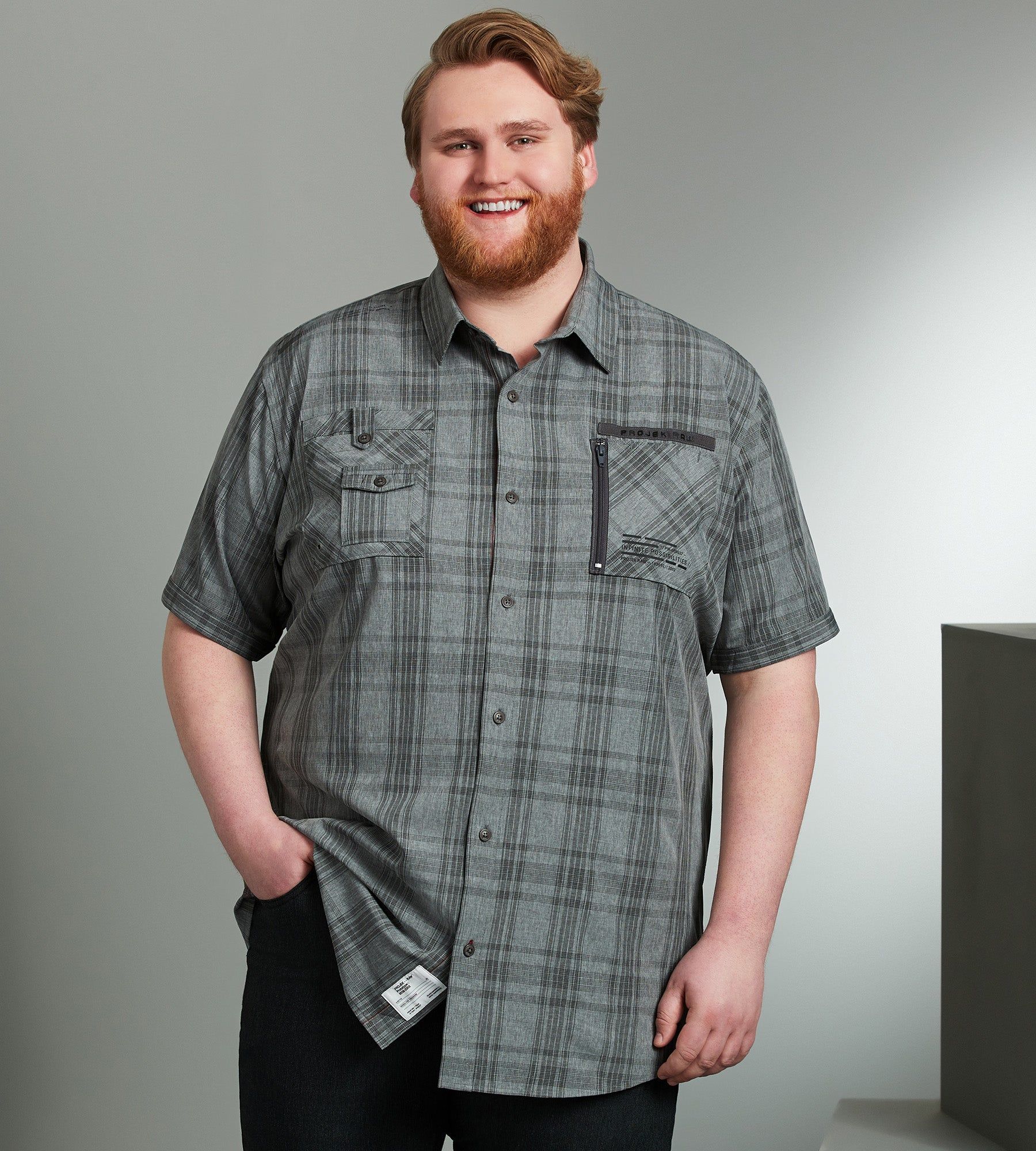 4-Way Stretch Plaid Short Sleeve Sport Shirt sold by George Richards
