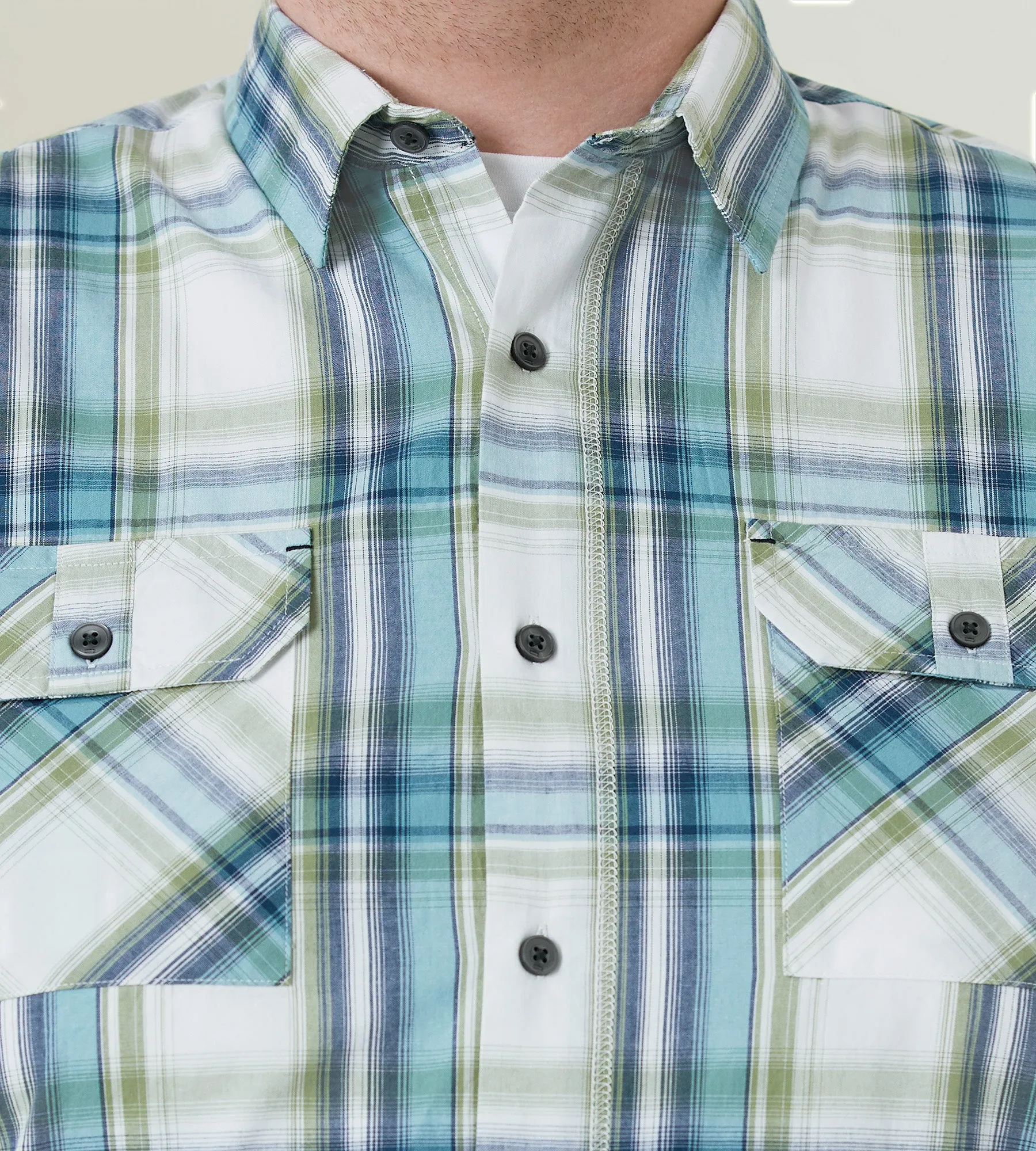 Plaid Short Sleeve Sport Shirt sold by George Richards product image thumbnail 5