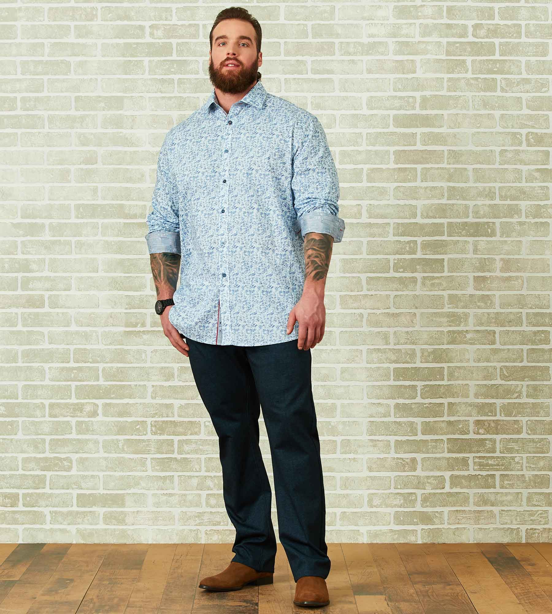 Non-Iron Water Print Long Sleeve Sport Shirt sold by George Richards product image thumbnail 4