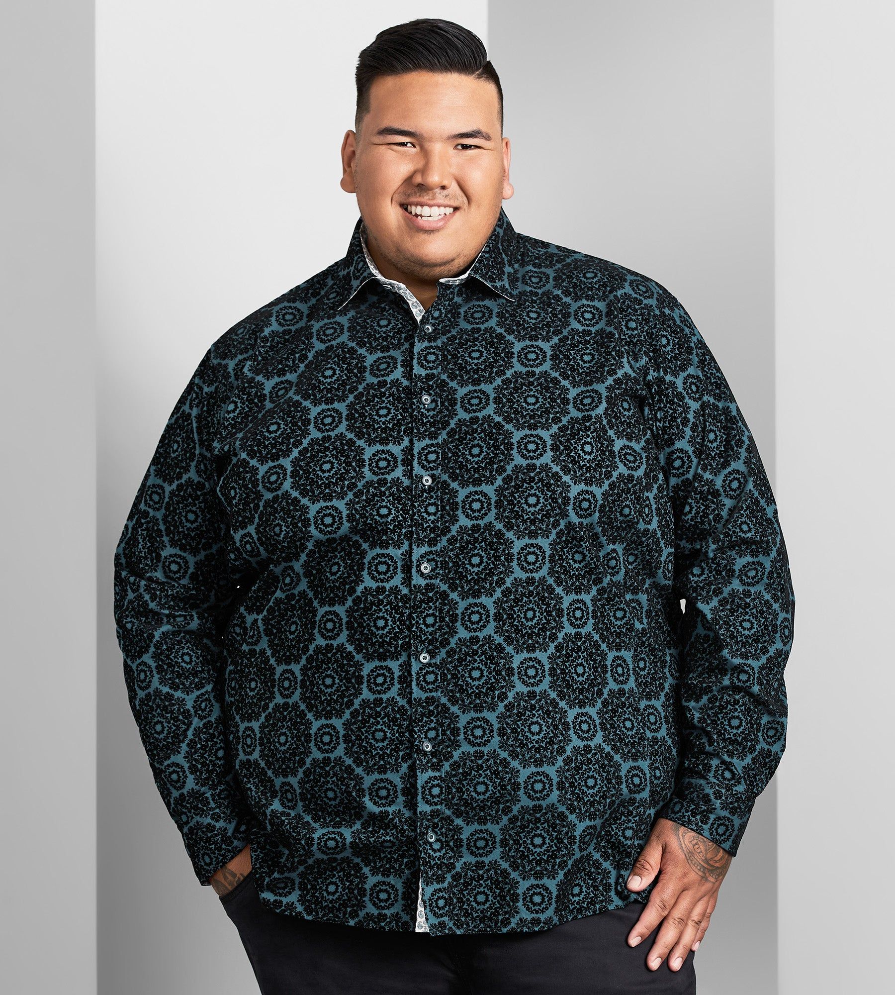 Flocking Print Long Sleeve Sport Shirt sold by George Richards