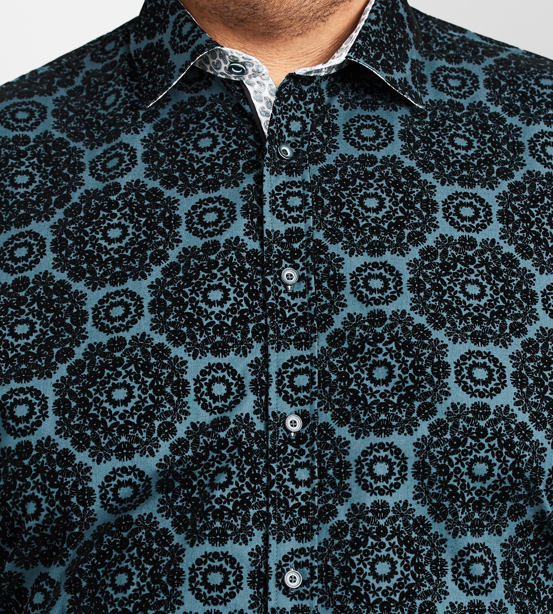 Flocking Print Long Sleeve Sport Shirt sold by George Richards product image thumbnail 3