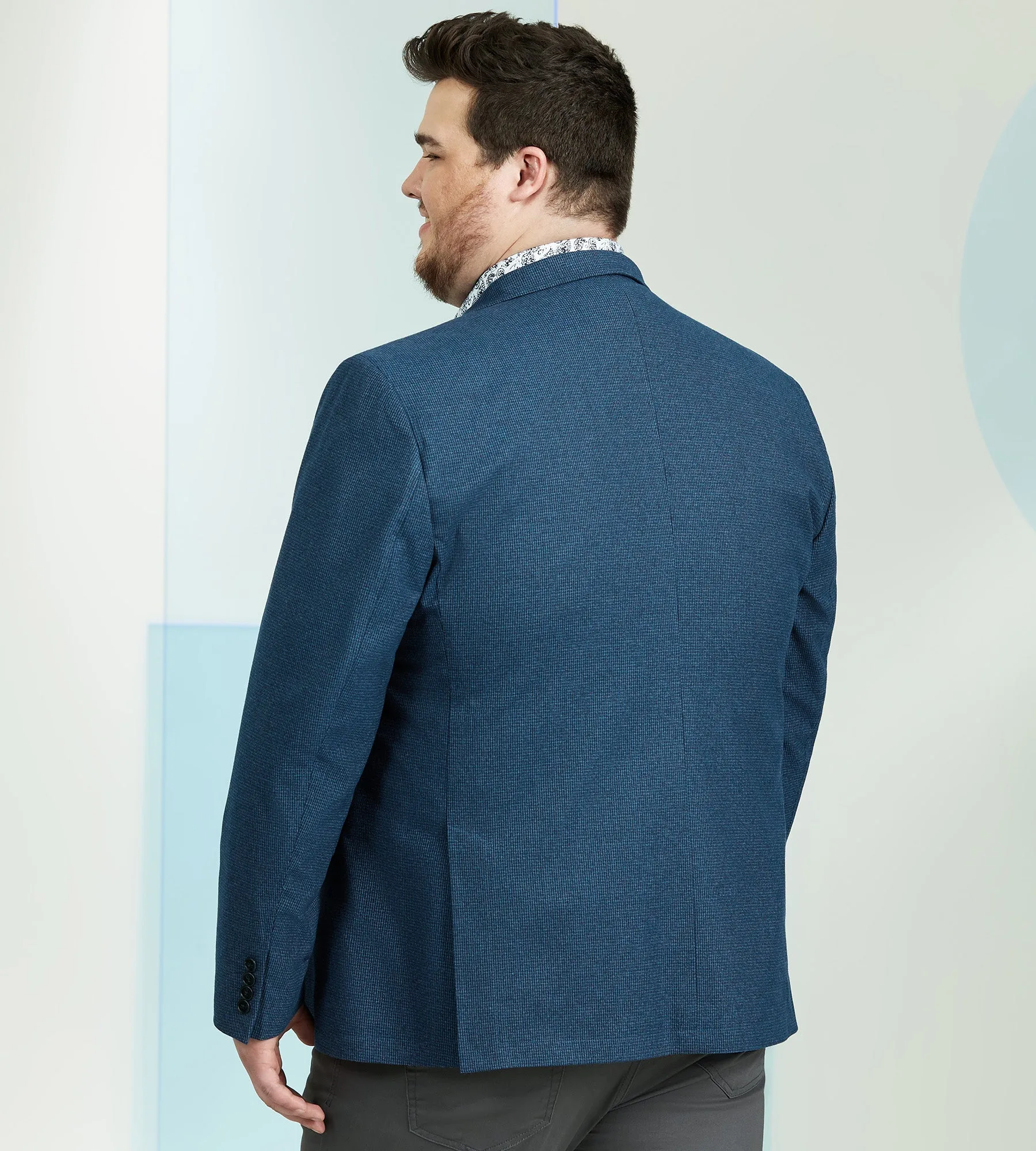 Modern Fit Mini Check Woven Sport Jacket sold by George Richards product image thumbnail 3