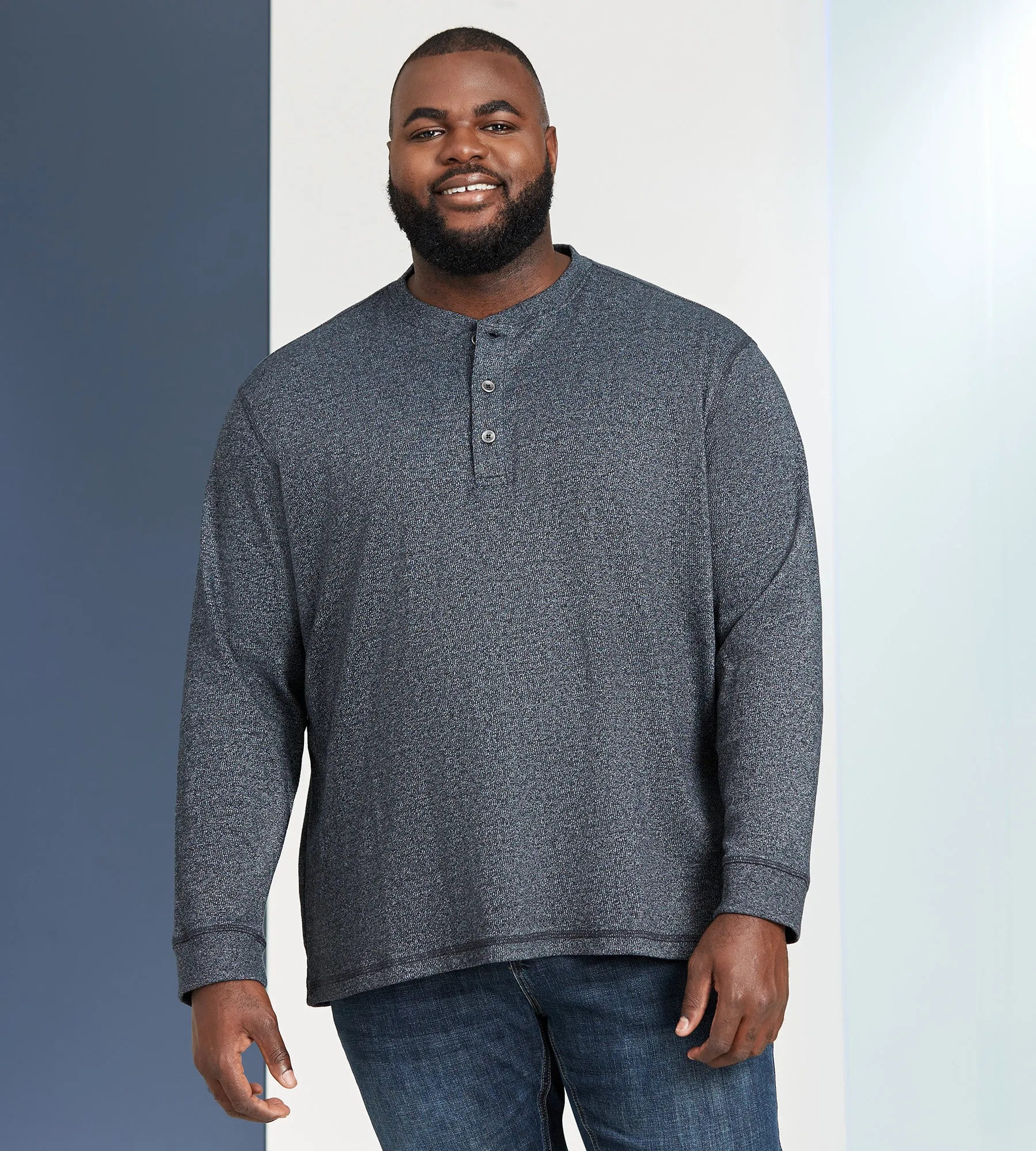 Long Sleeve Waffle Henley sold by George Richards product image thumbnail 3
