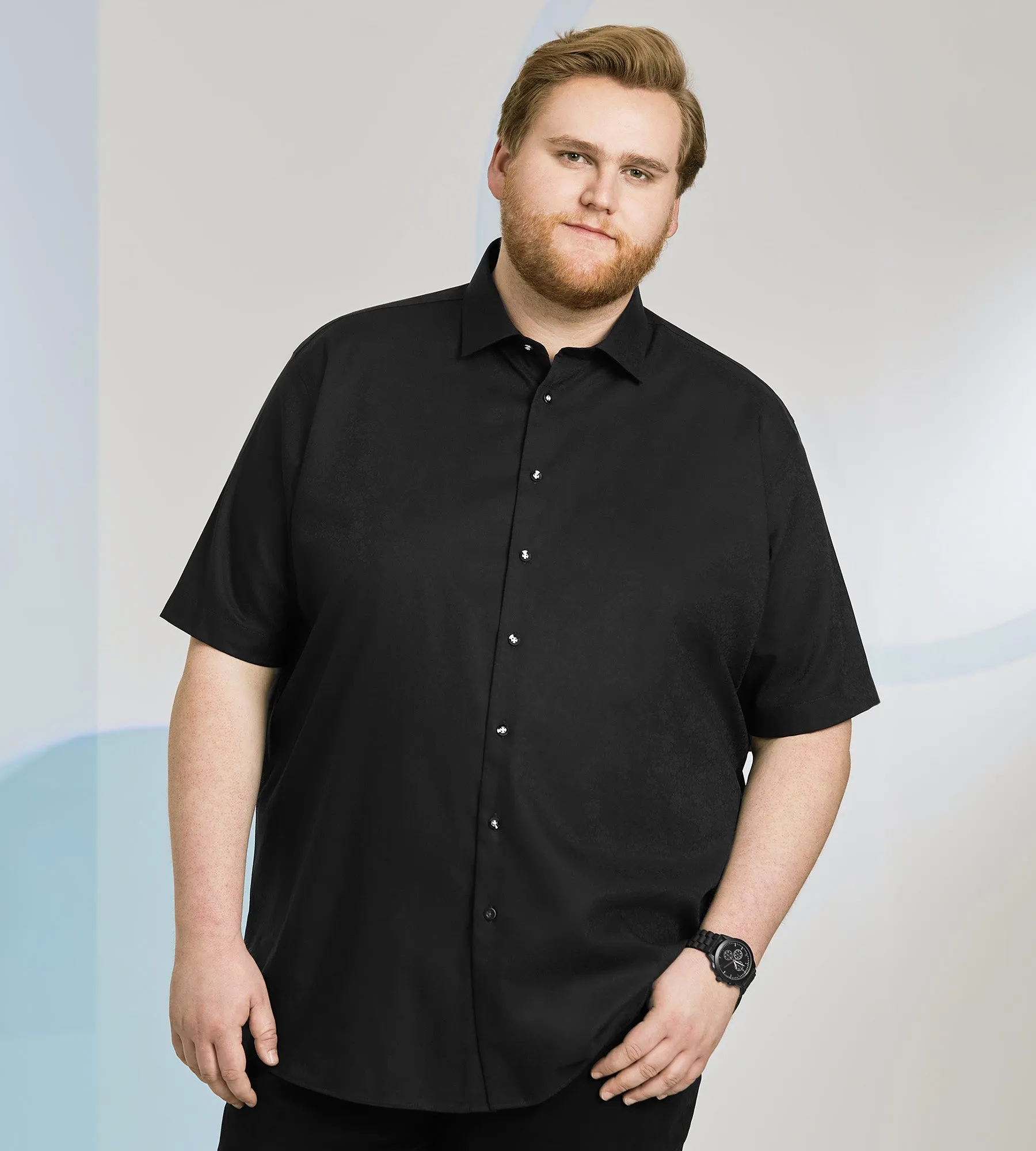 Short Sleeve Tonal Jacquard Casual Shirt sold by George Richards