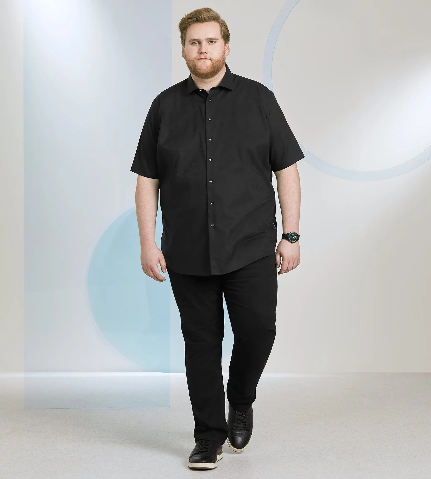 Short Sleeve Tonal Jacquard Casual Shirt sold by George Richards product image thumbnail 5