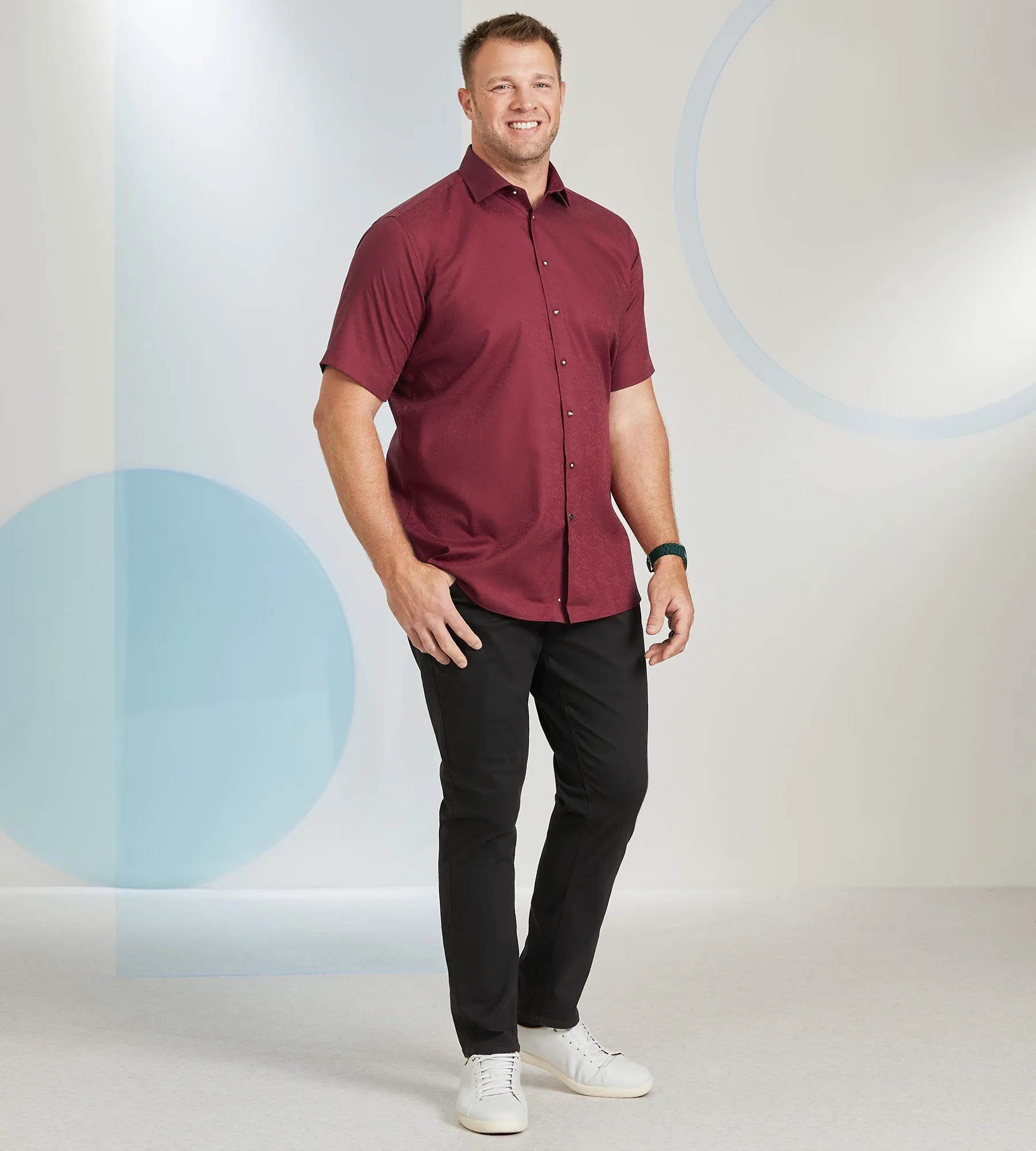 Short Sleeve Tonal Jacquard Casual Shirt sold by George Richards product image thumbnail 4