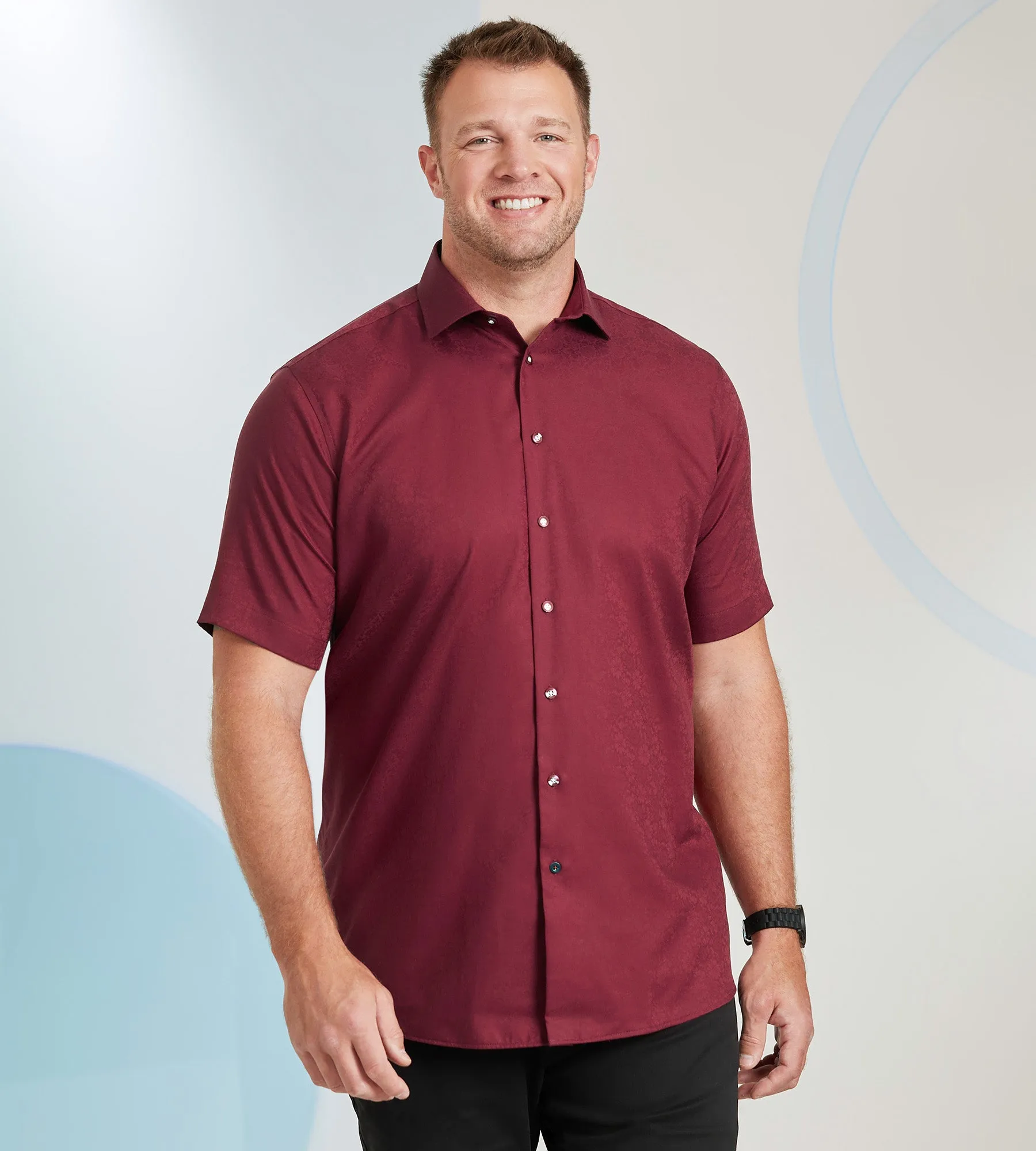 Short Sleeve Tonal Jacquard Casual Shirt sold by George Richards