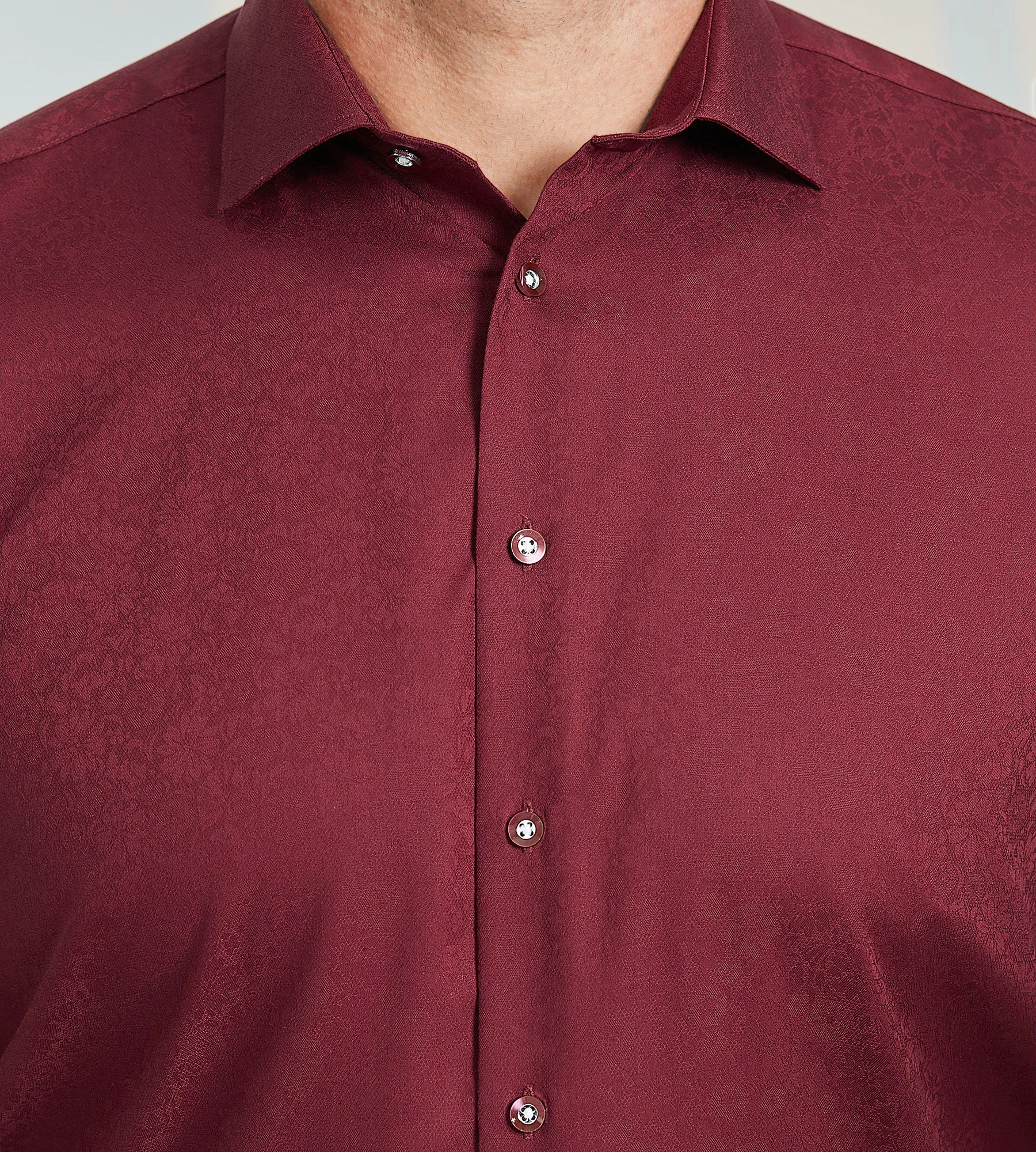 Short Sleeve Tonal Jacquard Casual Shirt sold by George Richards product image thumbnail 2