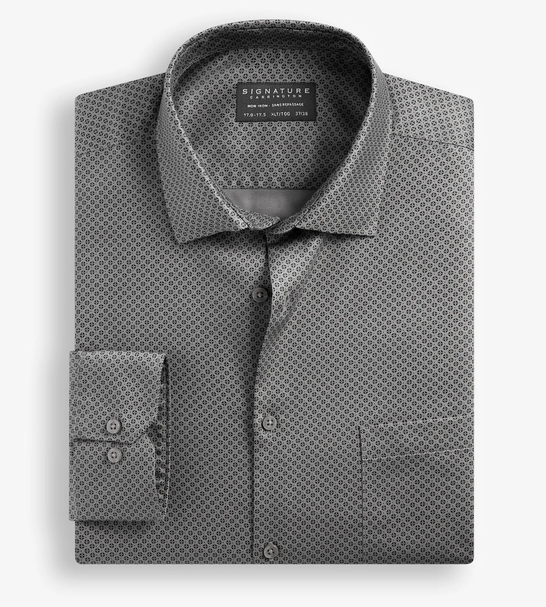 Classic Fit Non-Iron Printed Sateen Dress Shirt sold by George Richards