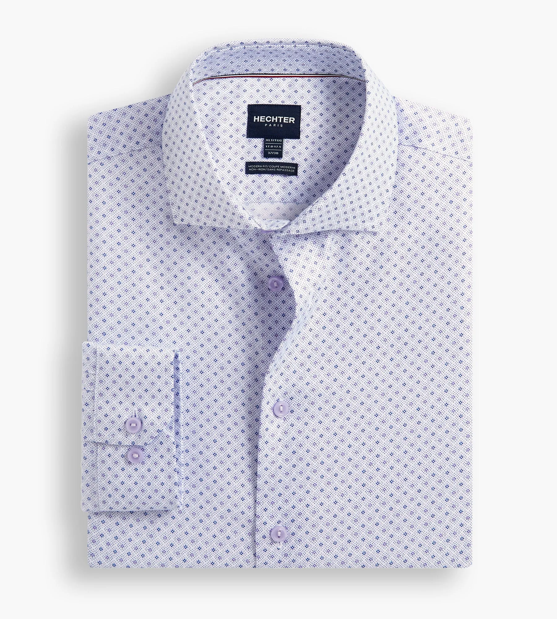 Modern Fit Non-Iron Diamond Print Dress Shirt sold by George Richards