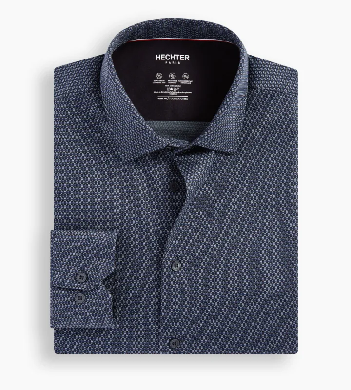 Modern Fit 360 Stretch Knit Non-Iron Jacquard Print Dress Shirt sold by George Richards
