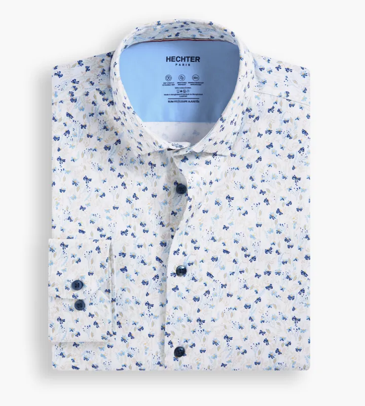 Modern Fit 360 Stretch Knit Non-Iron Botanical Print Dress Shirt sold by George Richards