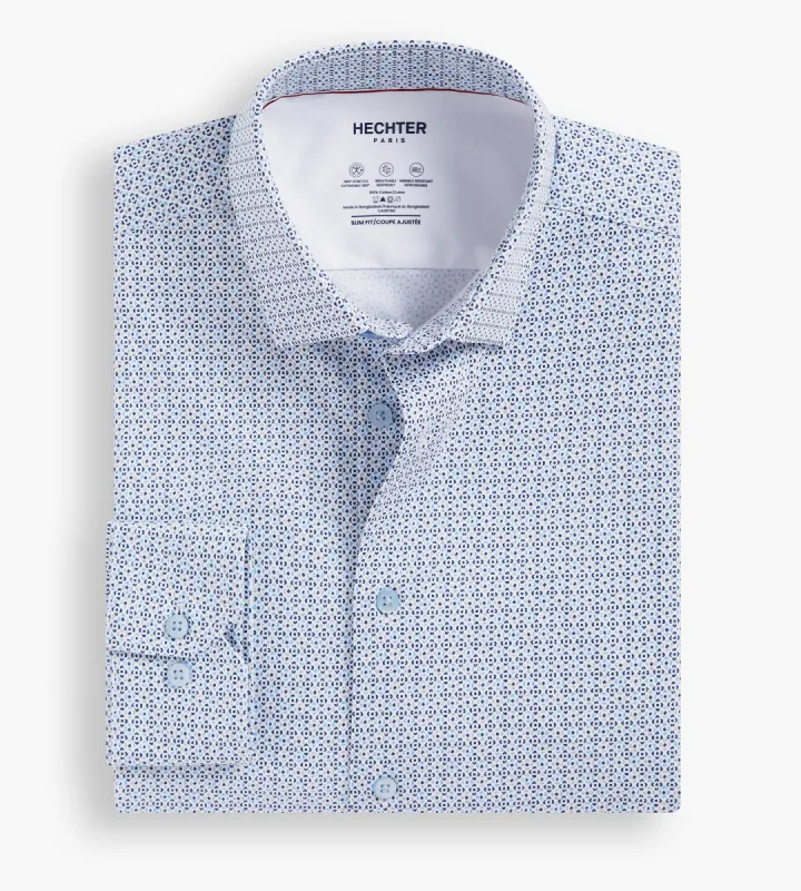 Modern Fit 360 Stretch Knit Non-Iron Geo Print Dress Shirt sold by George Richards