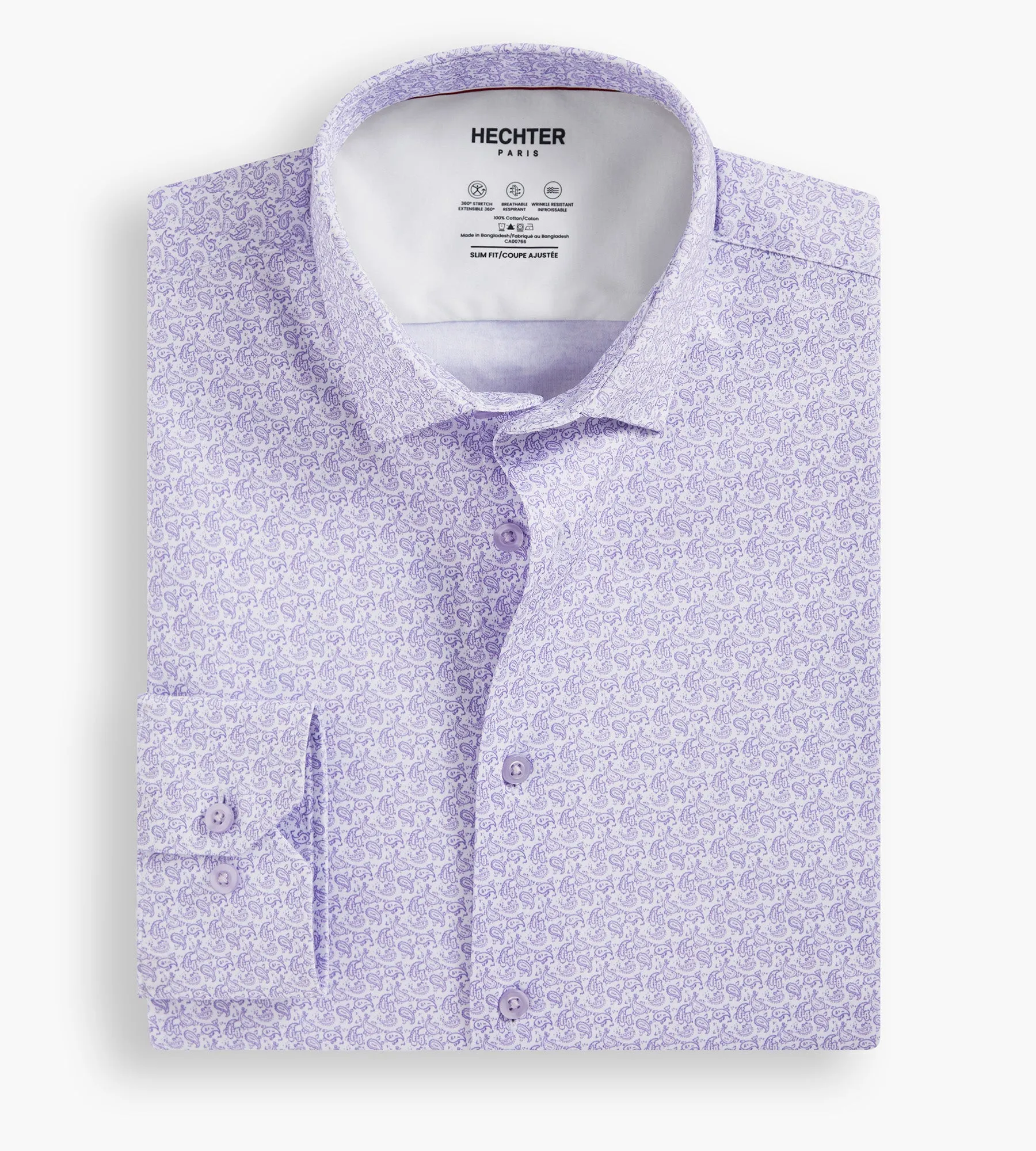 Modern Fit 360 Stretch Knit Paisley Print Dress Shirt sold by George Richards