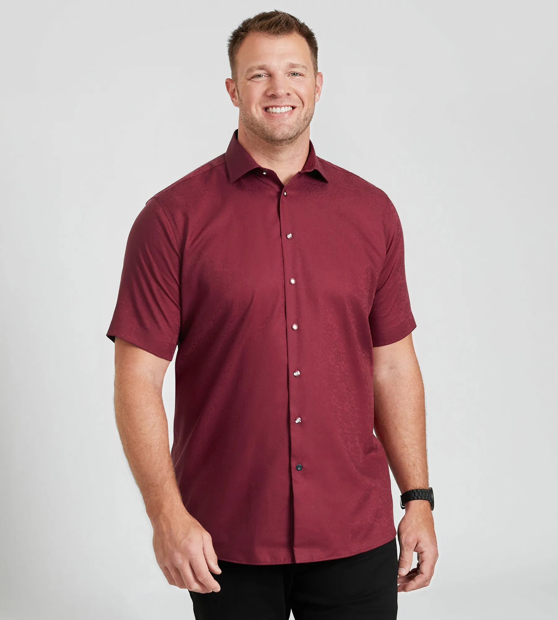 Short Sleeve Tonal Jacquard Casual Shirt sold by George Richards