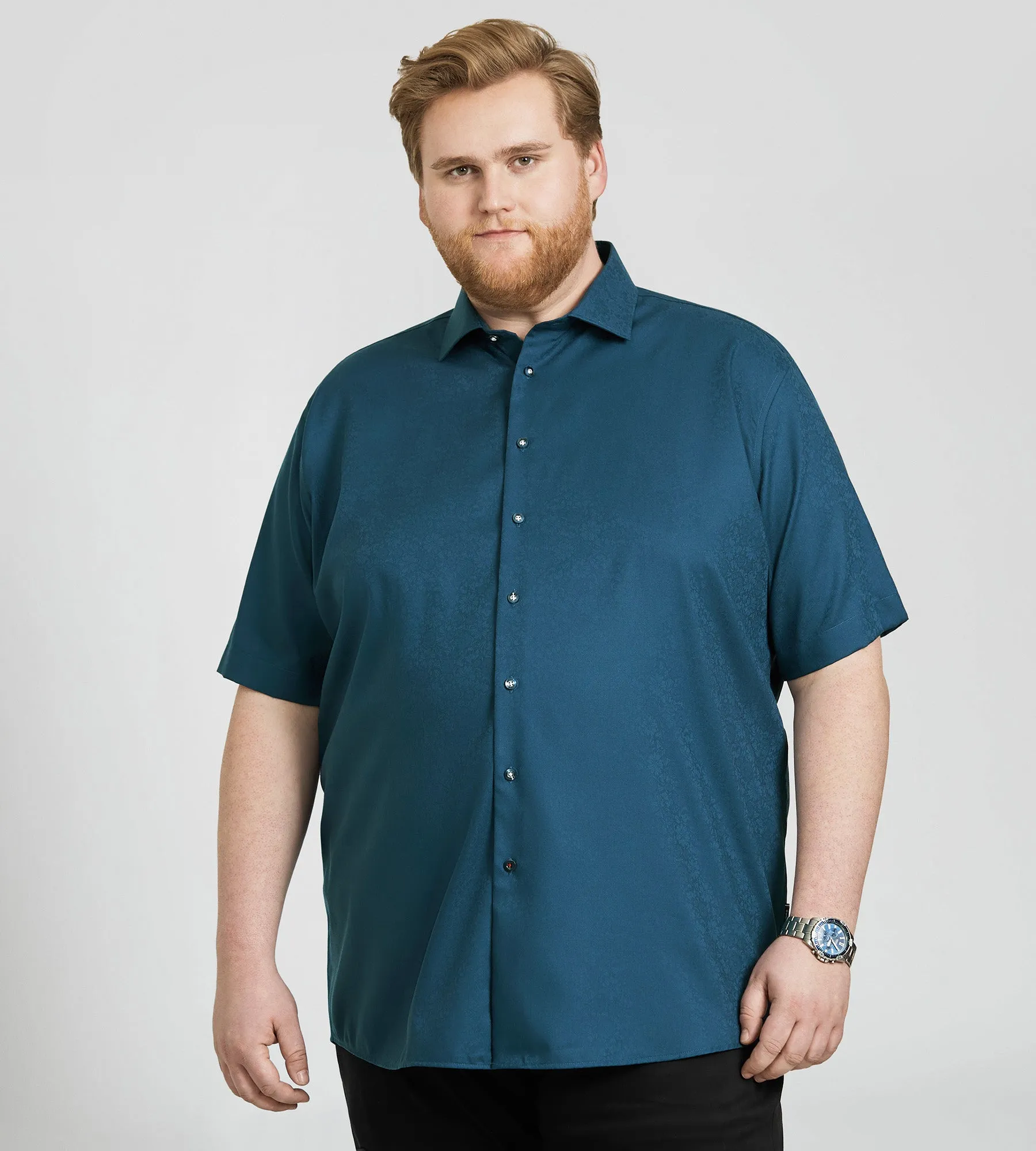 Short Sleeve Tonal Jacquard Casual Shirt sold by George Richards